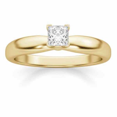 1/4 Carat Princess Cut Diamond Solitaire Ring, 14K Gold -  - DSR4-025