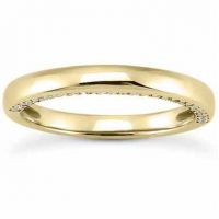 1/4 Carat Side Accented Diamond Wedding Ring, 14K Yellow Gold
