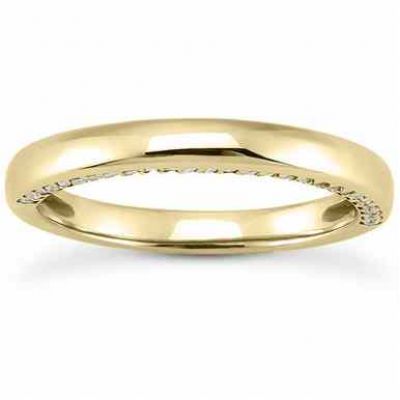 1/4 Carat Side Accented Diamond Wedding Ring, 14K Yellow Gold -  - US-ENS3129YB