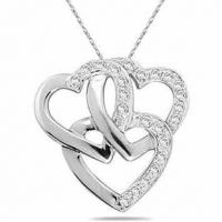 1/4 Carat Triple Heart Diamond Heart Necklace