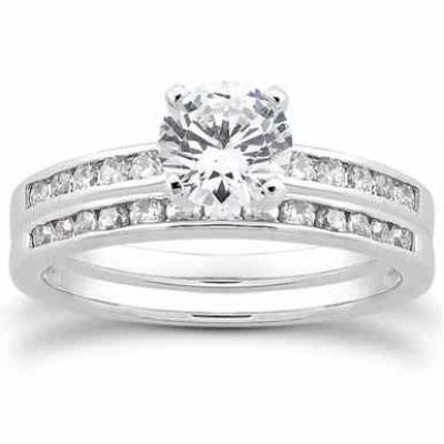 1.19 Carat Diamond Traditional Wedding and Engagement Ring Set -  - US-ENS3068W-75SET