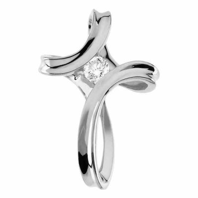 1/5 Carat Diamond Twist Cross Necklace -  - STLCR-R41034W