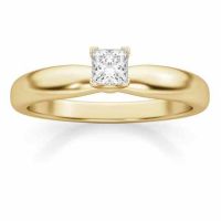 1/5 Carat Princess Cut Diamond Solitaire Ring, 14K Gold