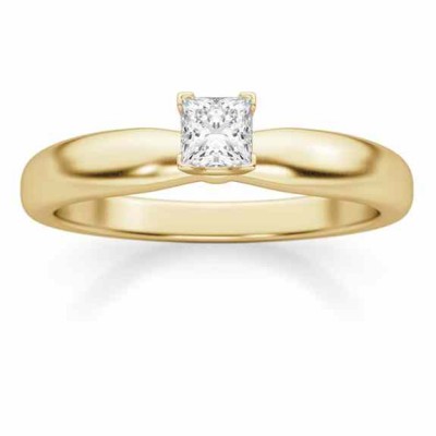 1/5 Carat Princess Cut Diamond Solitaire Ring, 14K Gold -  - DSR4-020