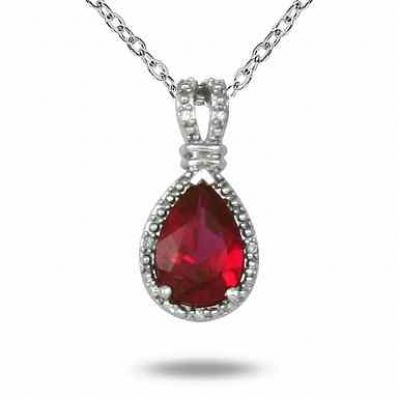 1.50 Carat Created Ruby and Diamond Pendant in .925 Sterling Silver -  - PRP12140RB