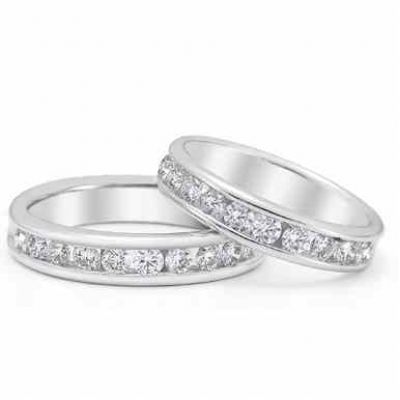 1.50 Carat Diamond Wedding Band Set in 14K White Gold -  - SHR-S53-5-6