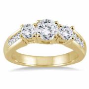 1.50 Carat Three-Stone Diamond Ring in 10K Yellow Gold