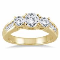 1.50 Carat Three-Stone Diamond Ring in 10K Yellow Gold