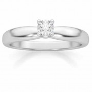 1/6 Carat Diamond Solitaire Ring, 14K White Gold