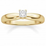 1/6 Carat Princess Cut Diamond Solitaire Ring, 14K Gold