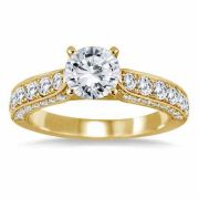 1 7/8 Carat Antique-Style Diamond Engagement Ring, 14K Yellow Gold