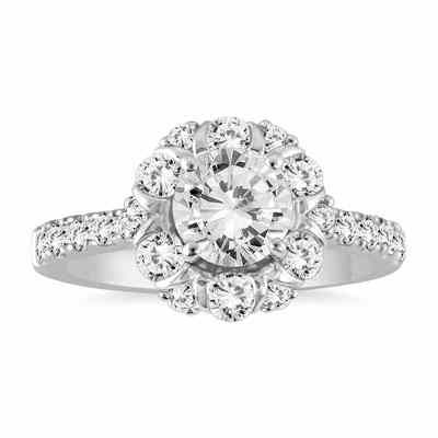 1 7/8 Carat Designer Diamond Halo Engagement Ring in 14K White Gold -  - RGF51460