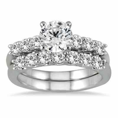 1.91 Carat Diamond Bridal Wedding Ring Set in 14K White Gold -  - BSS50912