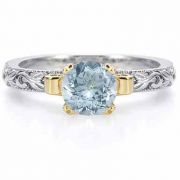 1 Carat Art Deco Aquamarine Engagement Ring