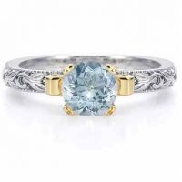 1 Carat Art Deco Aquamarine Engagement Ring