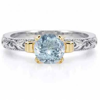 1 Carat Art Deco Aquamarine Engagement Ring -  - EGR3900AQ