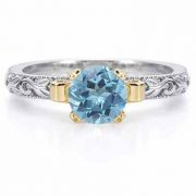 1 Carat Art Deco Blue Topaz Engagement Ring