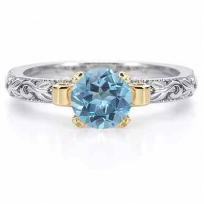 1 Carat Art Deco Blue Topaz Engagement Ring -  - EGR3900BT