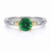 1 Carat Art Deco Emerald Engagement Ring