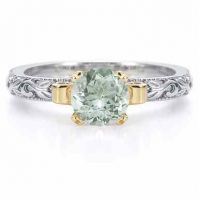 1 Carat Art Deco Green Amethyst Engagement Ring