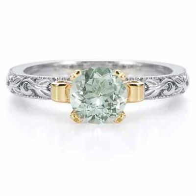 1 Carat Art Deco Green Amethyst Engagement Ring -  - EGR3900GA