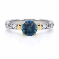 1 Carat Art Deco London Blue Topaz Engagement Ring