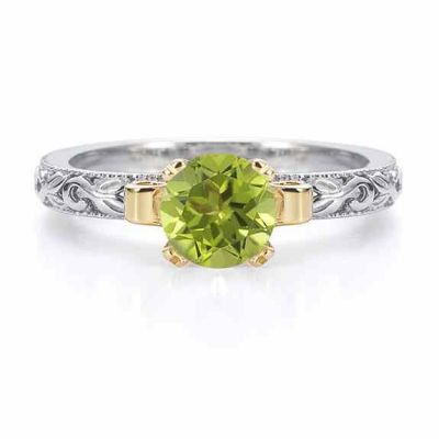1 Carat Art Deco Peridot Engagement Ring -  - EGR3900PD