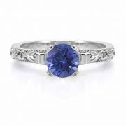 1 Carat Art Deco Sapphire Engagement Ring , Sterling Silver