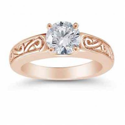1 Carat Art Deco Swirl Engagement Ring, 14K Rose Gold -  - US-ENR6667R