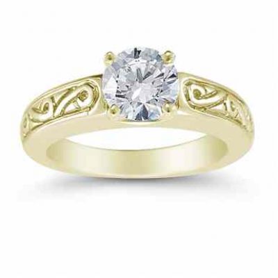 1 Carat Art Deco Swirl Engagement Ring, 14K Yellow Gold -  - US-ENR6667Y