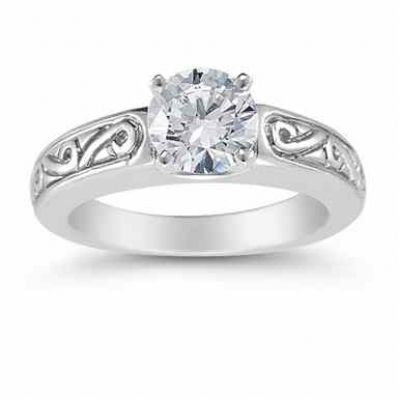 1 Carat Art Deco Swirl Engagement Ring -  - US-ENR6667