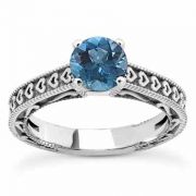 1 Carat Blue Diamond Heart Engagement Ring