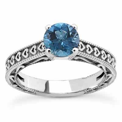 1/2 Carat Blue Diamond Heart Engagement Ring -  - US-ENS3612BDW-50