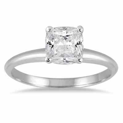 1 Carat Cushion-Cut Diamond Solitaire Ring in 14K White Gold -  - RGF51277