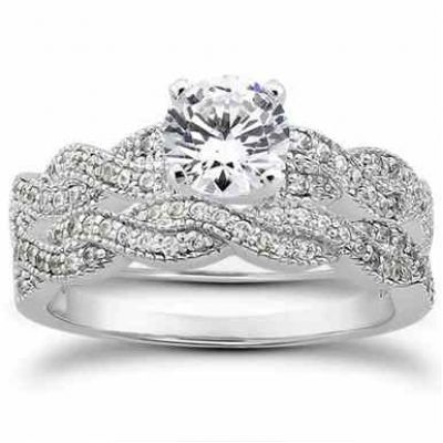 0.87 Carat Diamond Bridal Wedding Ring Set -  - US-ENS3031W-33SET