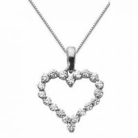 1 Carat Diamond Heart Necklace, 14K White Gold