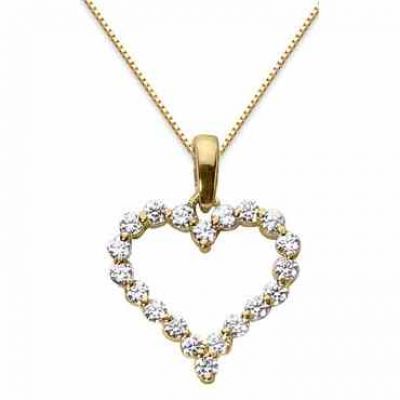 1 Carat Diamond Heart Pendant, 14K Yellow Gold -  - USPD-HPD28Y