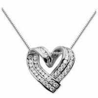 1 Carat Diamond Heart Wrap Necklace, 14K White Gold
