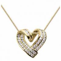1 Carat Diamond Heart Wrap Pendant, 14K Yellow Gold