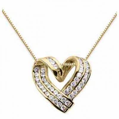 1 Carat Diamond Heart Wrap Pendant, 14K Yellow Gold -  - USPD-HPD53Y