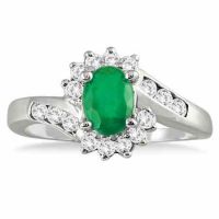 1 Carat Emerald and Diamond Flower Ring