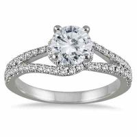 1 Carat Halo Embraced Diamond Engagement Ring in 14K White Gold