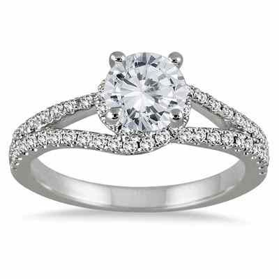 1 Carat Halo Embraced Diamond Engagement Ring in 14K White Gold -  - RGF50950