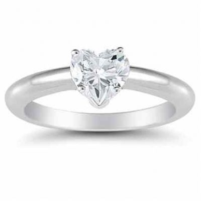 1 Carat Heart Shaped CZ Ring in 14K White Gold -  - AOGDR-100CZ