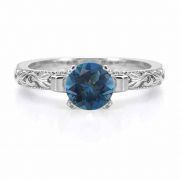 1 Carat London Blue Topaz Art Deco Ring