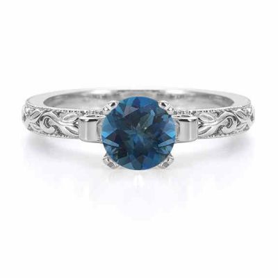 1 Carat London Blue Topaz Art Deco Ring -  - EGR3900LBTW