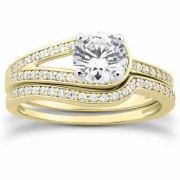 3/4 Carat Love's Embrace Carat Diamond Bridal Ring Set,14K Yellow Gold