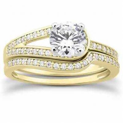 3/4 Carat Love s Embrace Carat Diamond Bridal Ring Set,14K Yellow Gold -  - US-ENS4187Y-33SET