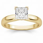 1 Carat Princess Cut Diamond Solitaire Ring, 14K Gold