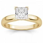 1 Carat Princess Cut Diamond Solitaire Ring, 14K Gold 1 Carat Princess Cut Diamond Solitaire Ring, 14K Gold